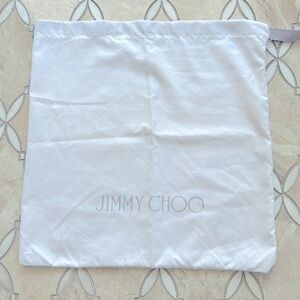 Jimmy Choo White Silky Drawstring Dustbag for Shoes 13” by 13”